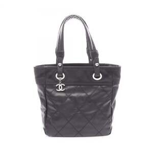 Chanel Paris Biarritz PM Tote Bag Handbag, Coated Canvas Leather, Women's, Bl...